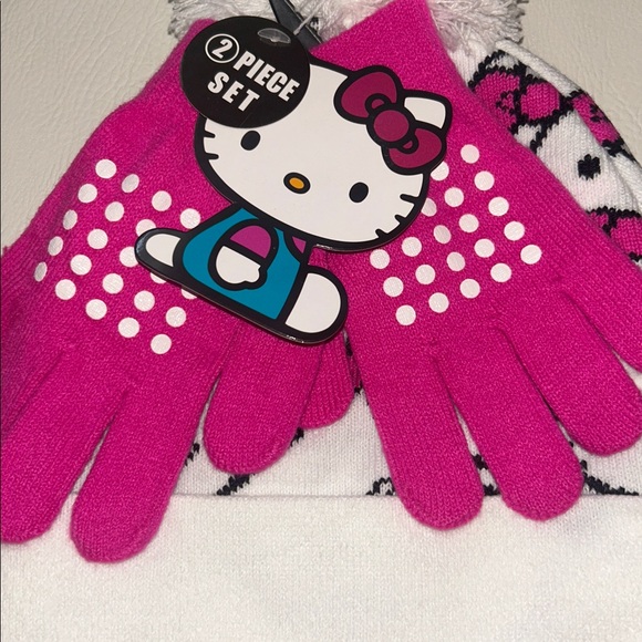 Hello Kitty White and Pink Beanie with Pom Pom - Picture 3 of 3